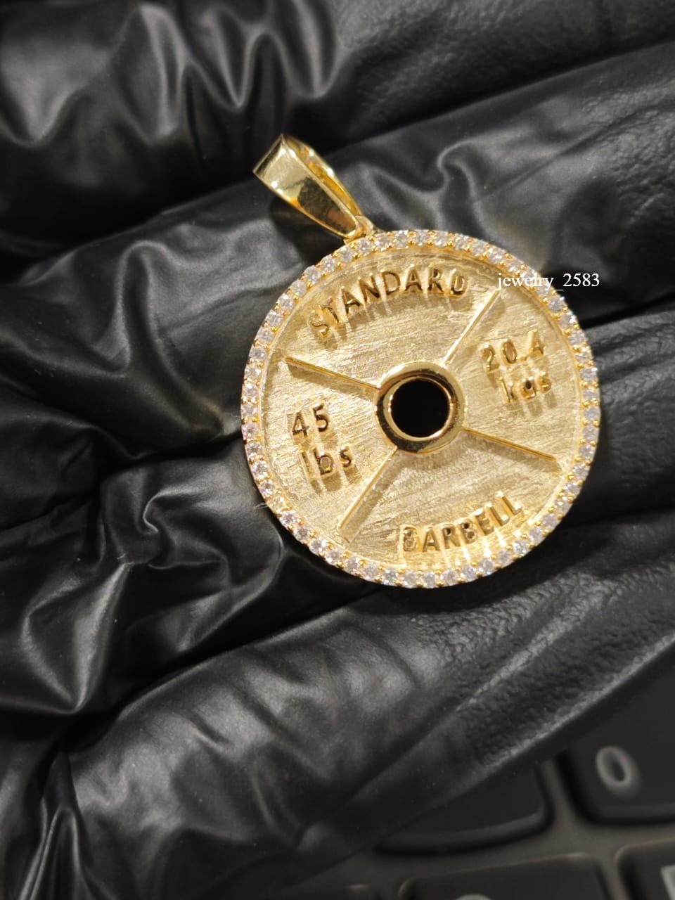 Certified Lab Grown Diamond Men Custom Barbell Border Pendant Gift for Him 925SS