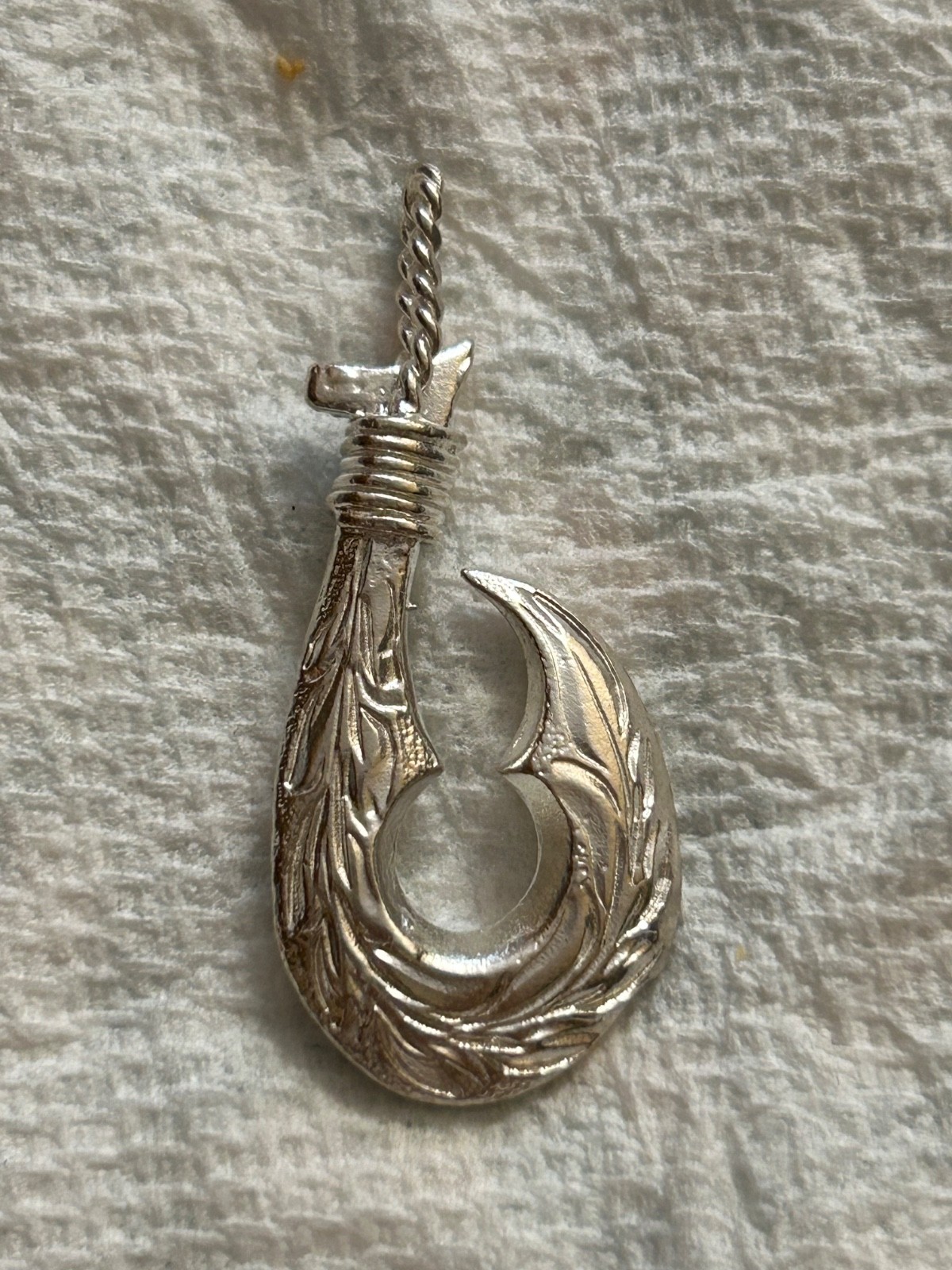 Hawaiian Style FISH HOOK 925 Sterling Silver PENDANT (XL)