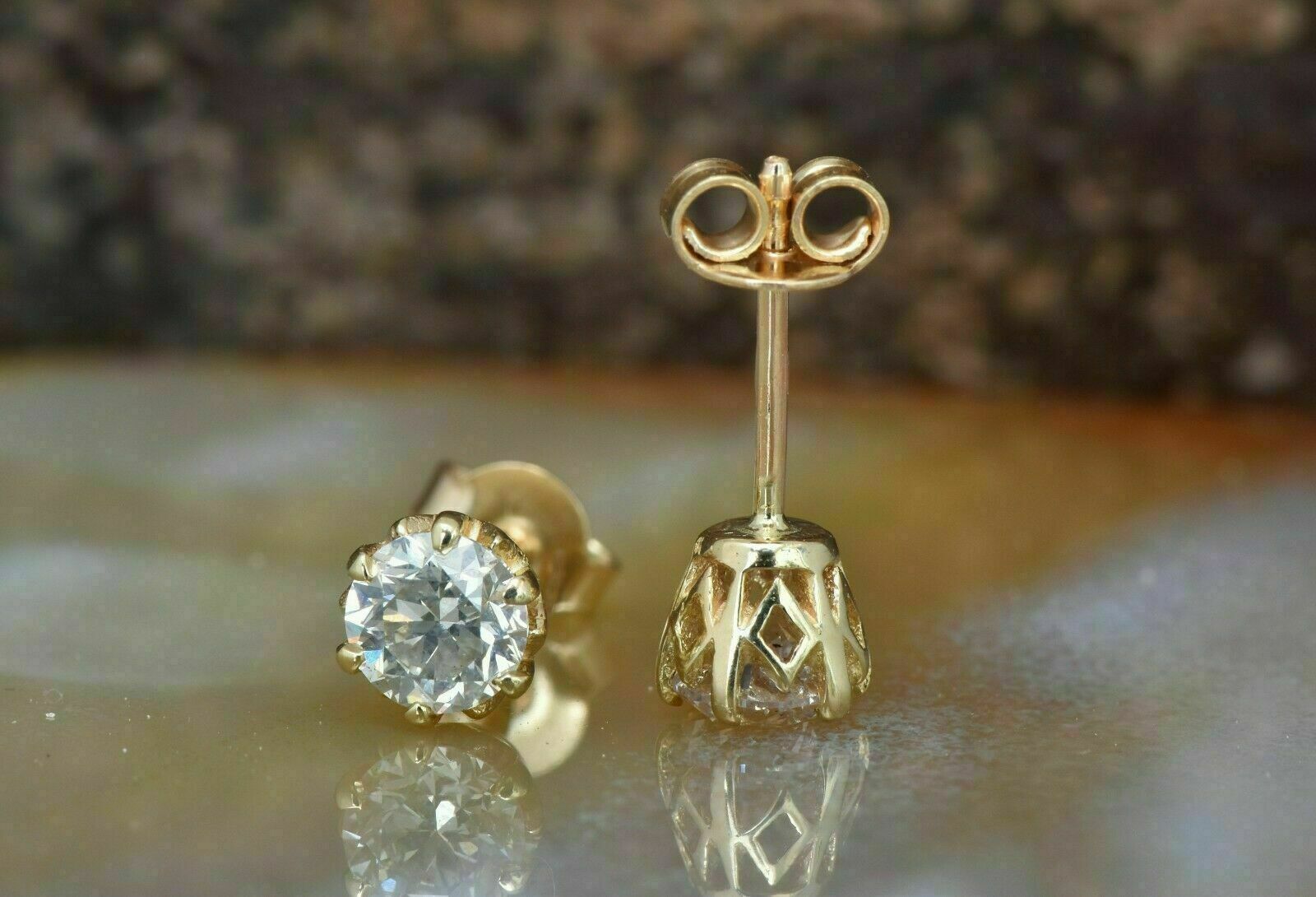 2.00 Ct Round Cut Diamond Solitaire Stud Earrings 14k Yellow Gold Finish