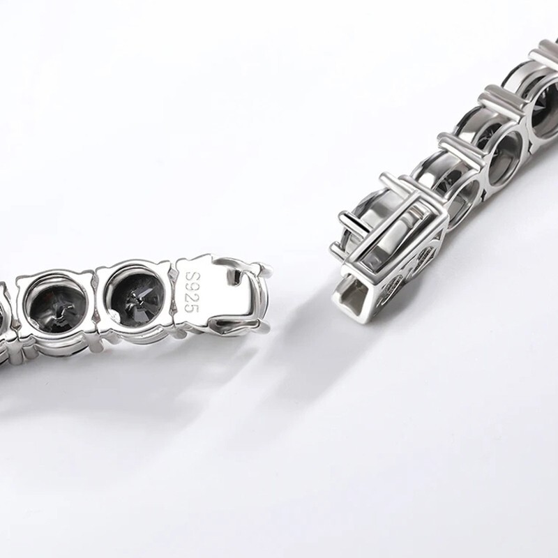 1ct Black Moissanite Men’s Tennis Necklace Women Hip Hop 18k White Gold Plated