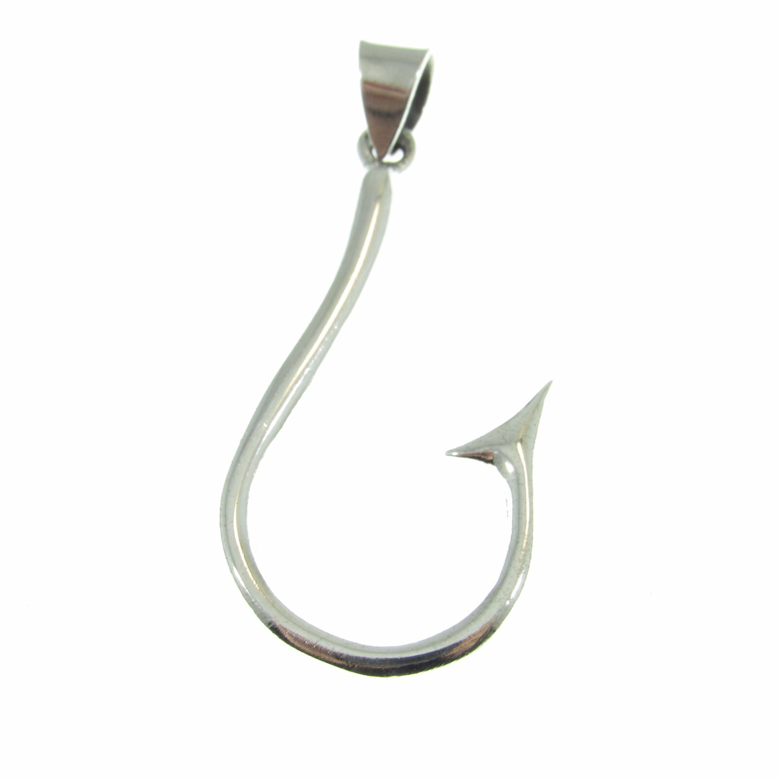 Handcrafted Solid 925 Sterling Silver Barbed J Hook Fish Hook Pendant