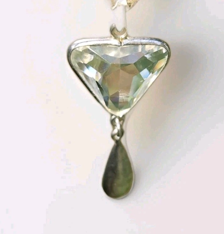 Faceted Clear Crystal Pendant Sterling Silver & Female Tribal Sterling Charm