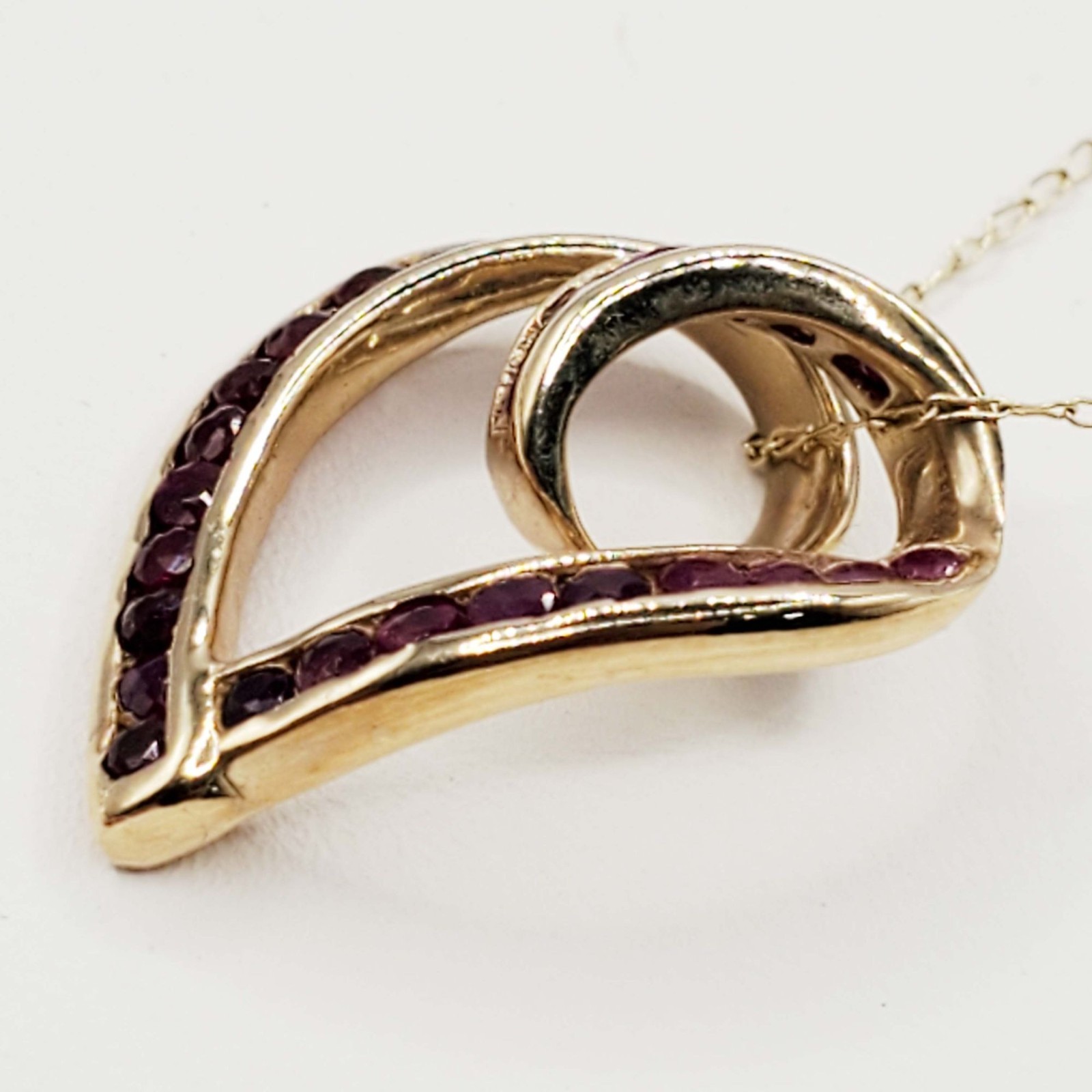 Ruby Channel-Set Heart Pendant 10k Yellow Gold