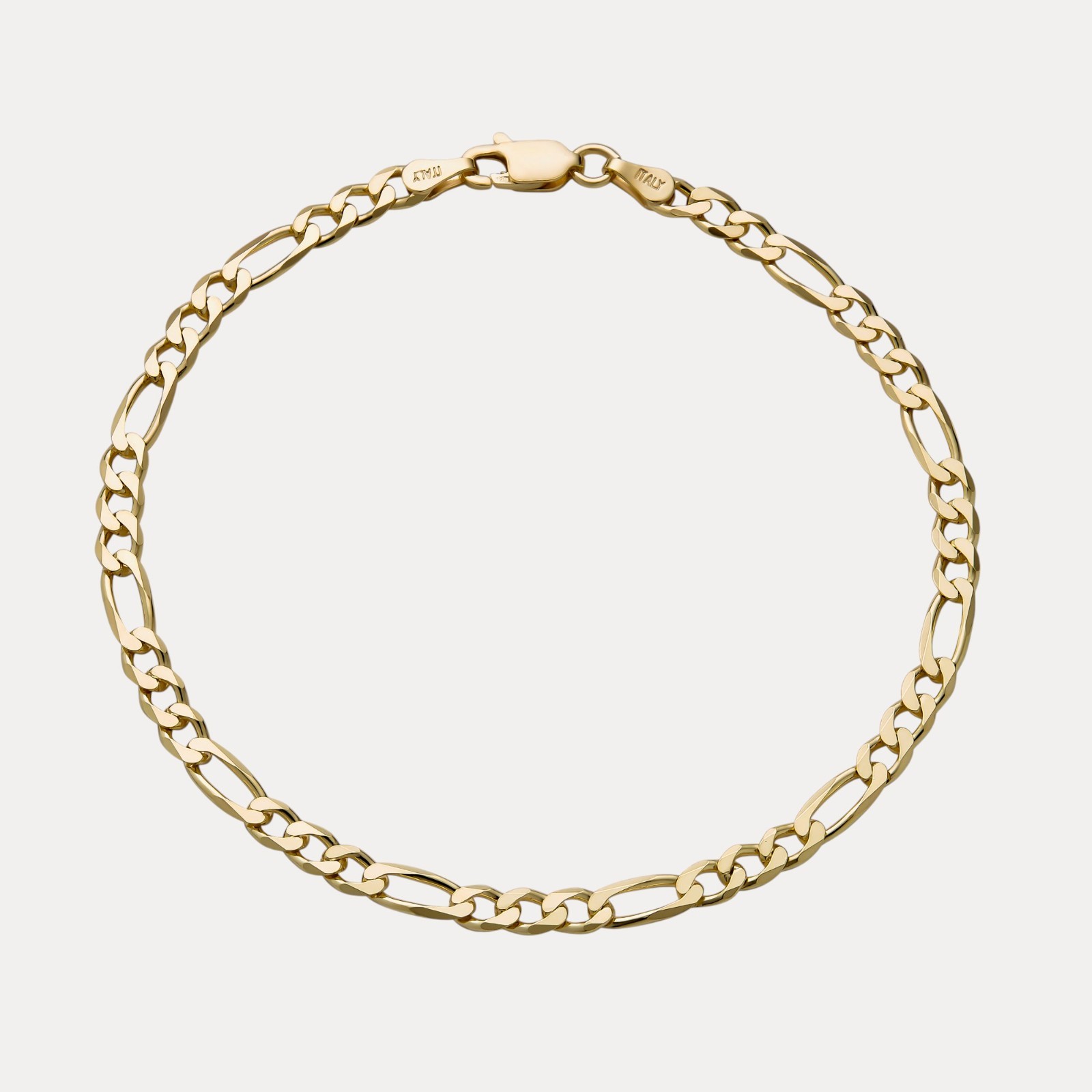 4mm Figaro Bracelet Link – Real Solid 925 Sterling Silver Or 14k Gold Vermeil