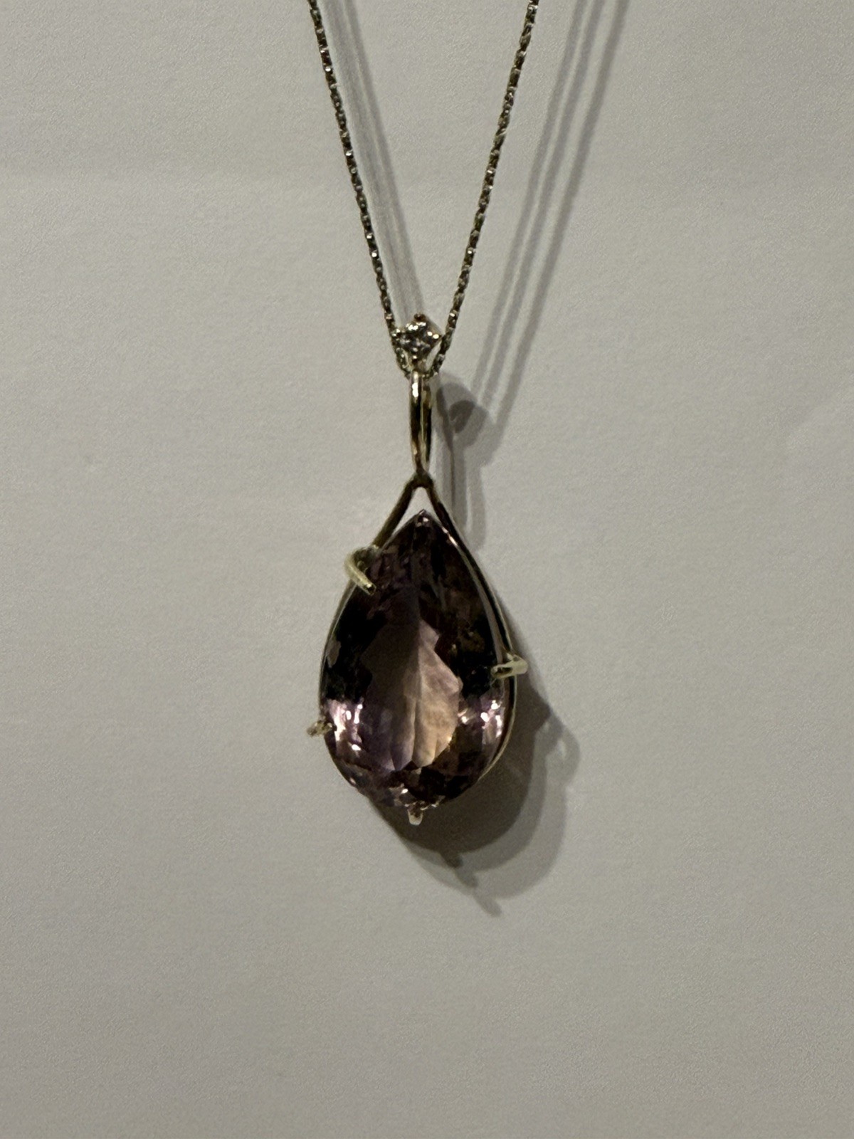 14k Yellow Gold 21.42 Carats bicolor Ametrine and diamond Pendant