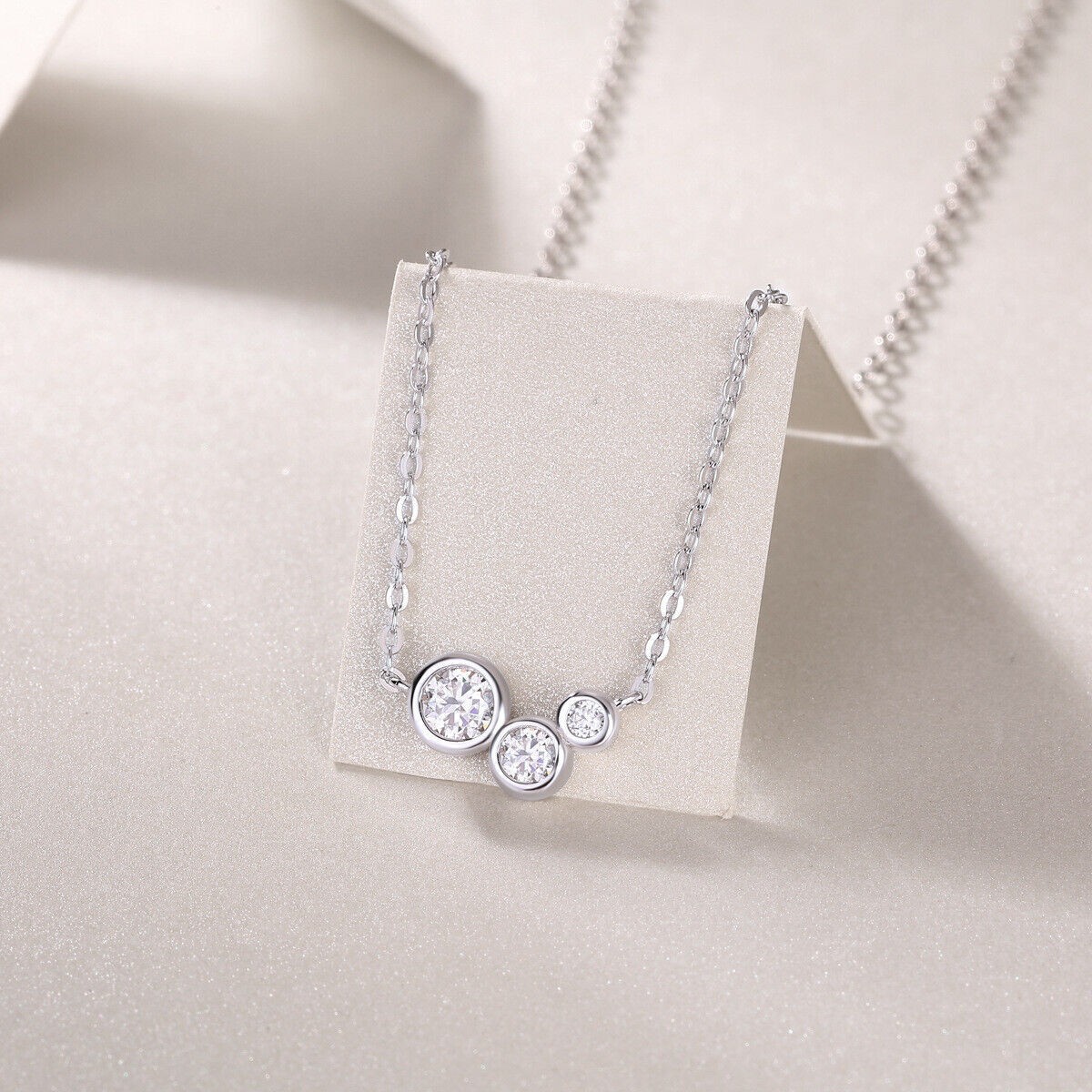 0.43CT VVS1 Round Cut Moissanite Bezel Set Pendant Necklace 925 Sterling Silver