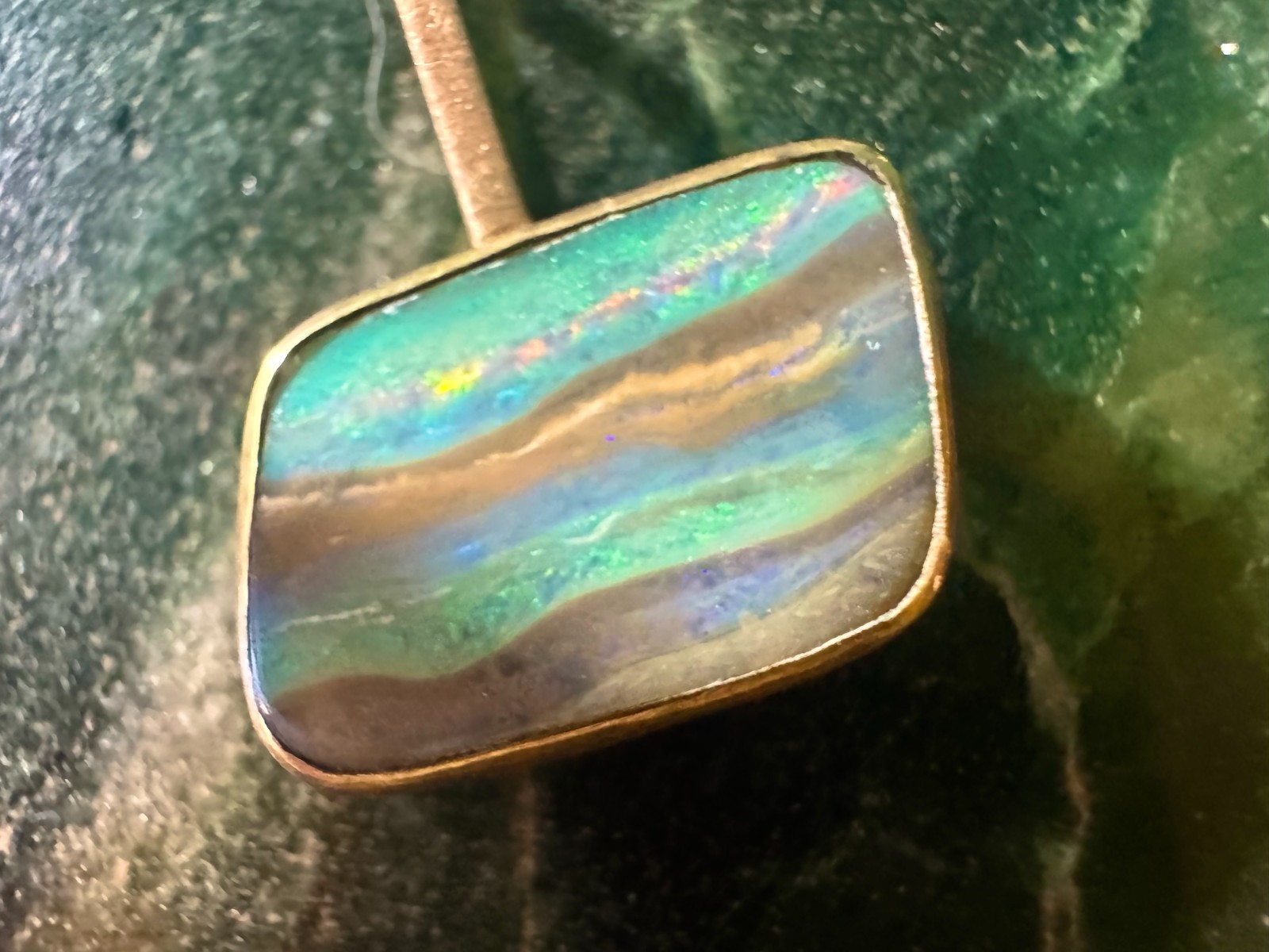 Australian Gem Boulder Opal Pendant Gold
