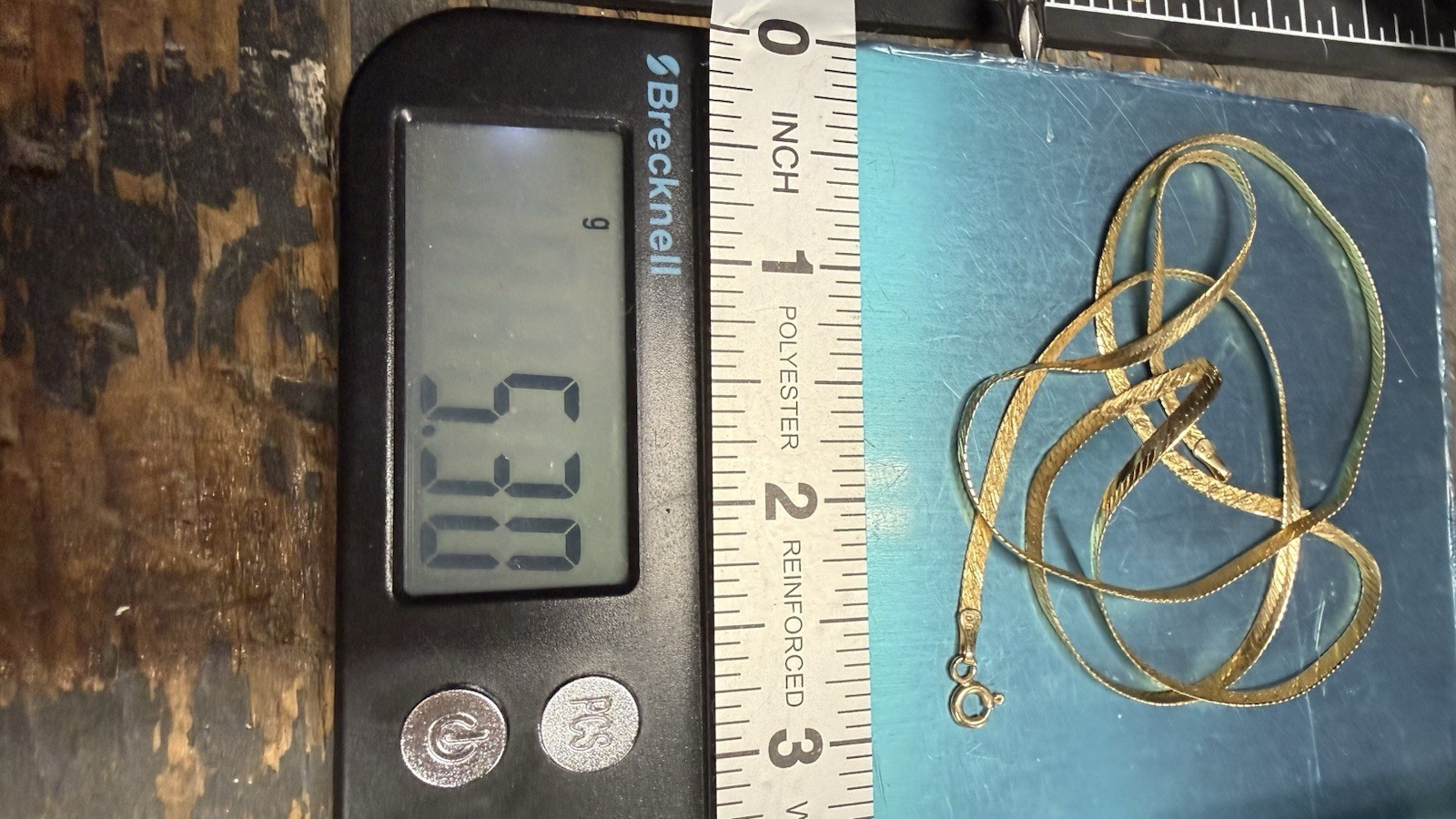 14K Yellow Gold Herringbone Chain Necklace 24” 9.30g Broken