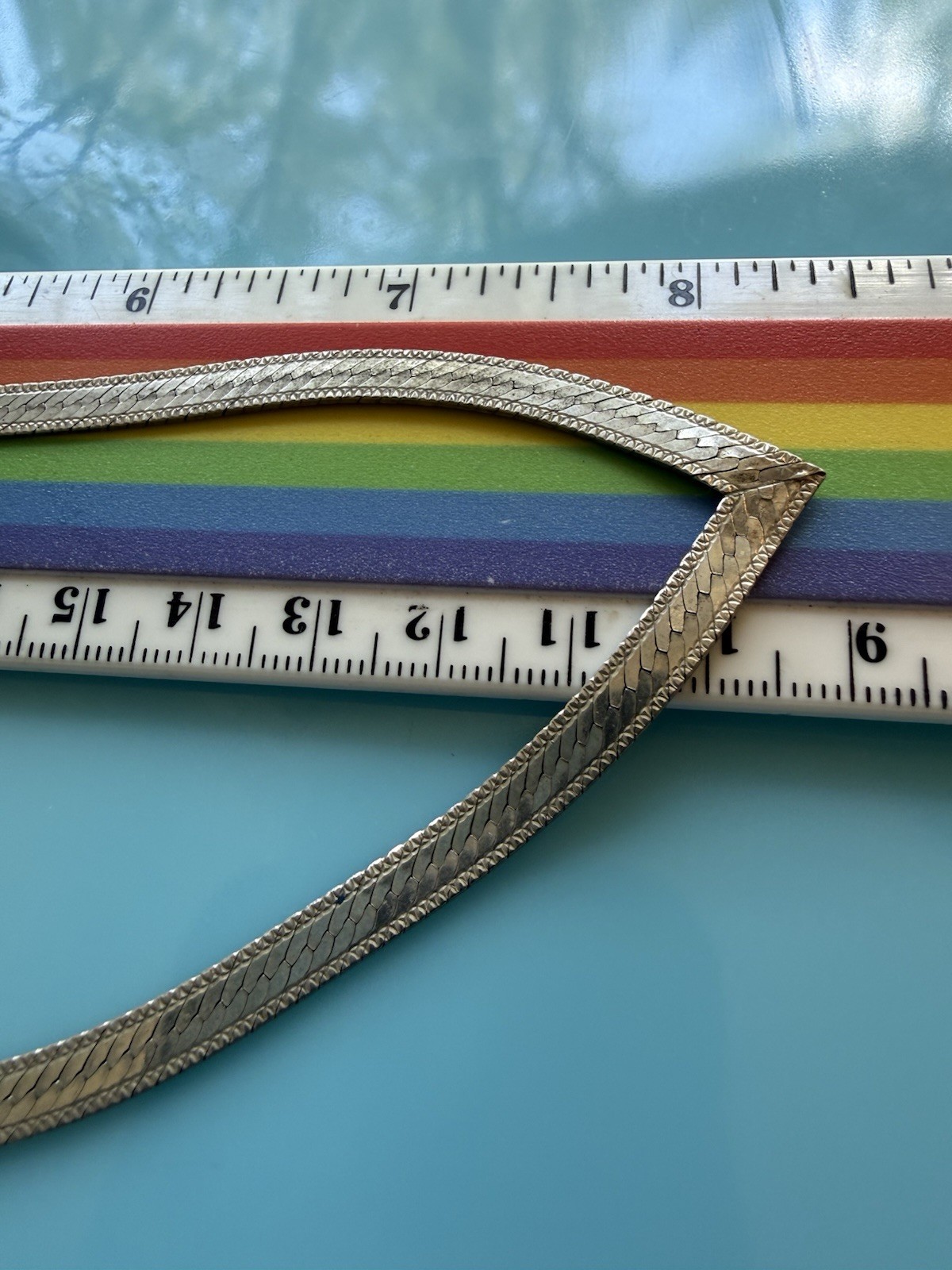 Sterling Silver 925 “V” Shape Woven Herringbone Solid 5mm Chain 17″ 16g