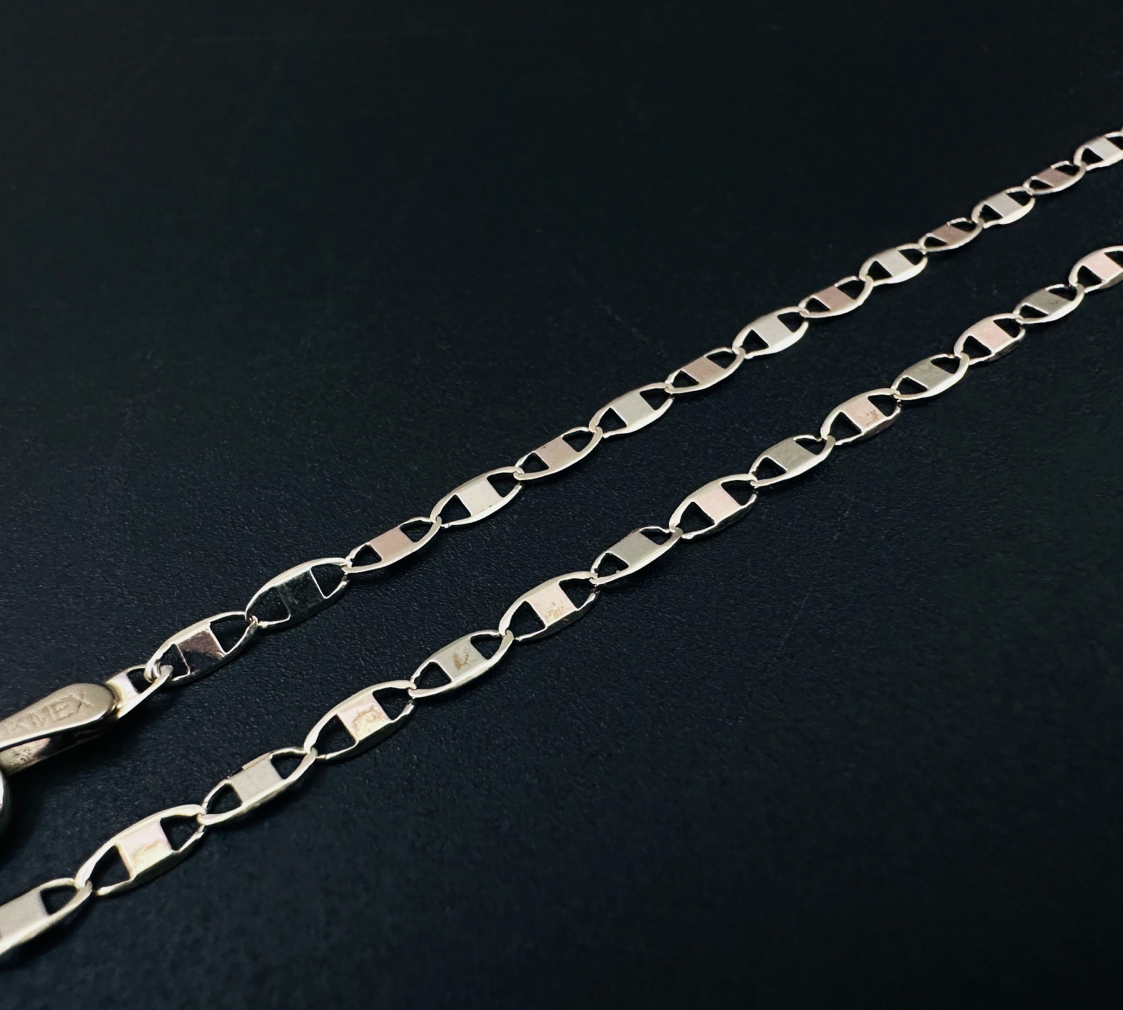 Solid 10K Multi-tone Gold Mariner Valentino Link Chain Necklace, 2.2mm, 18 7/8″
