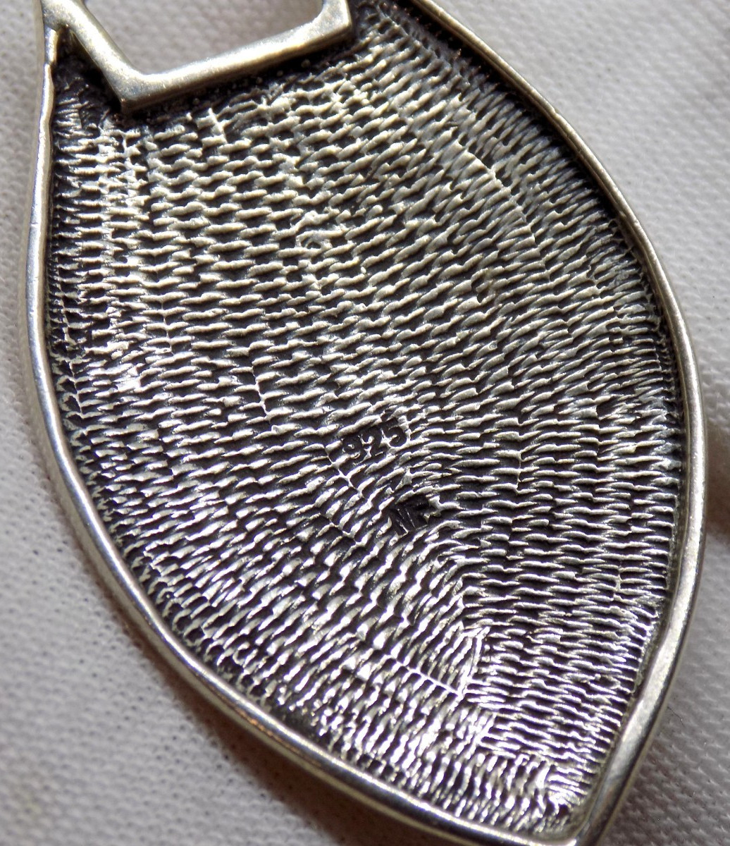 CHAPAL ZENRAY signed NF natural black onyx sterling 925 silver pendant