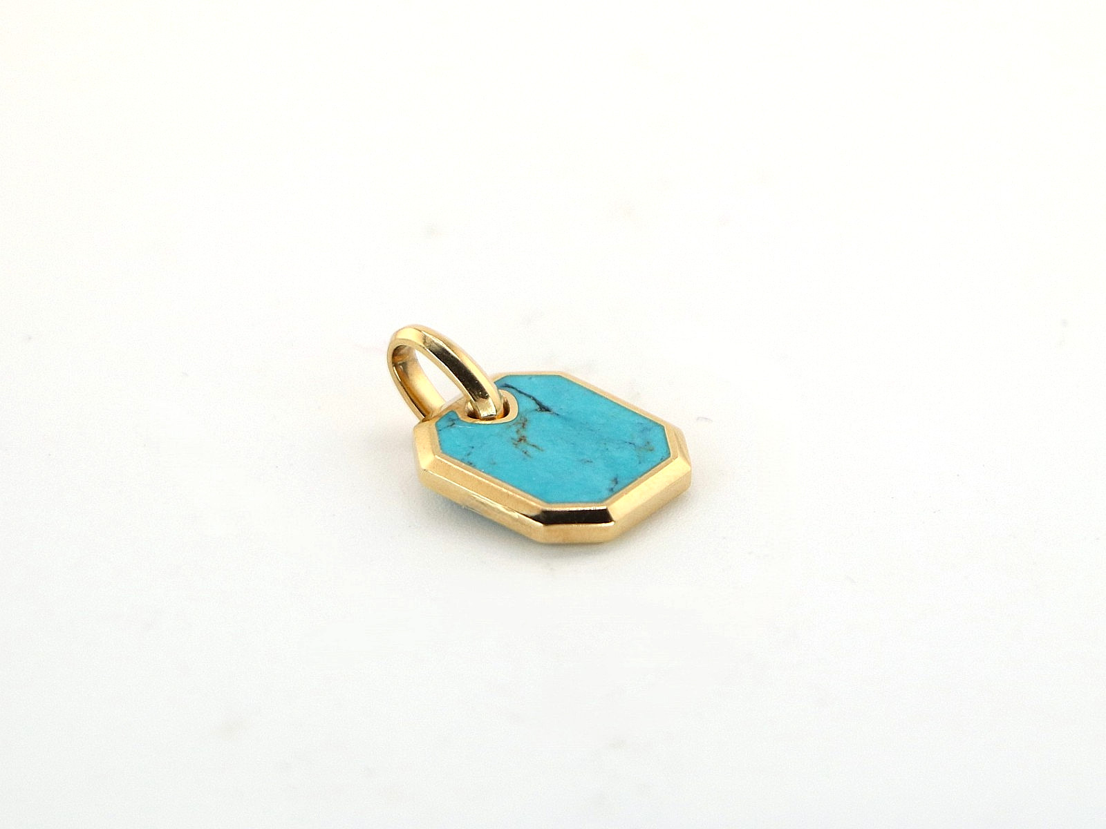 $1600 Men’s David Yurman 18k Yellow Gold Turquoise Octagonal 15mm Amulet Pendant
