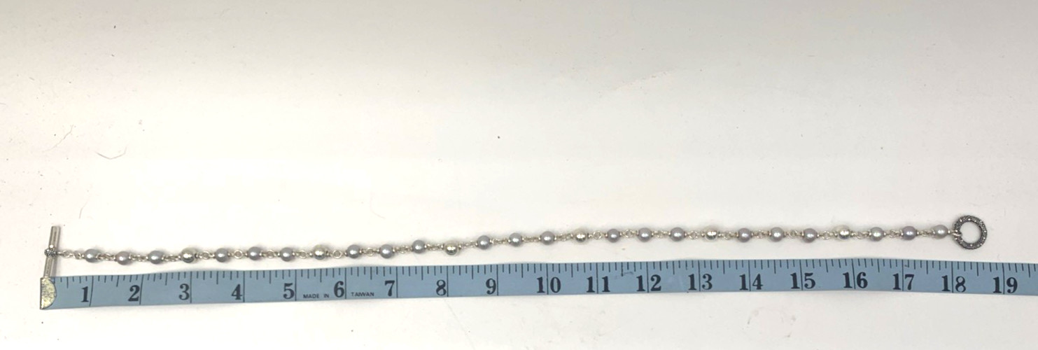 Michael Dawkins Sterling Silver and Gray Pearl Necklace 18″