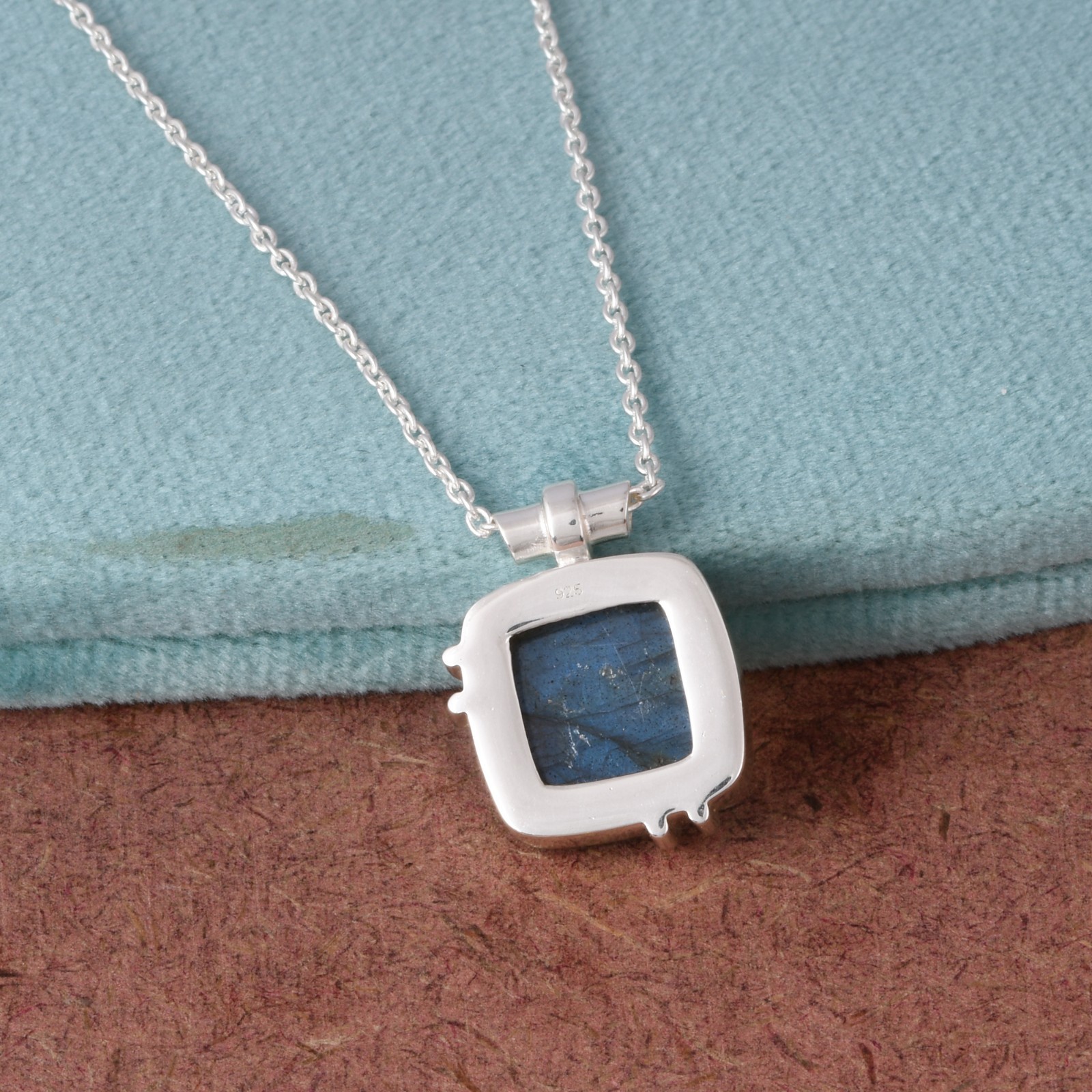 Sterling Silver Square Labradorite Necklace Birthday Gift For Her Boho Jewelry