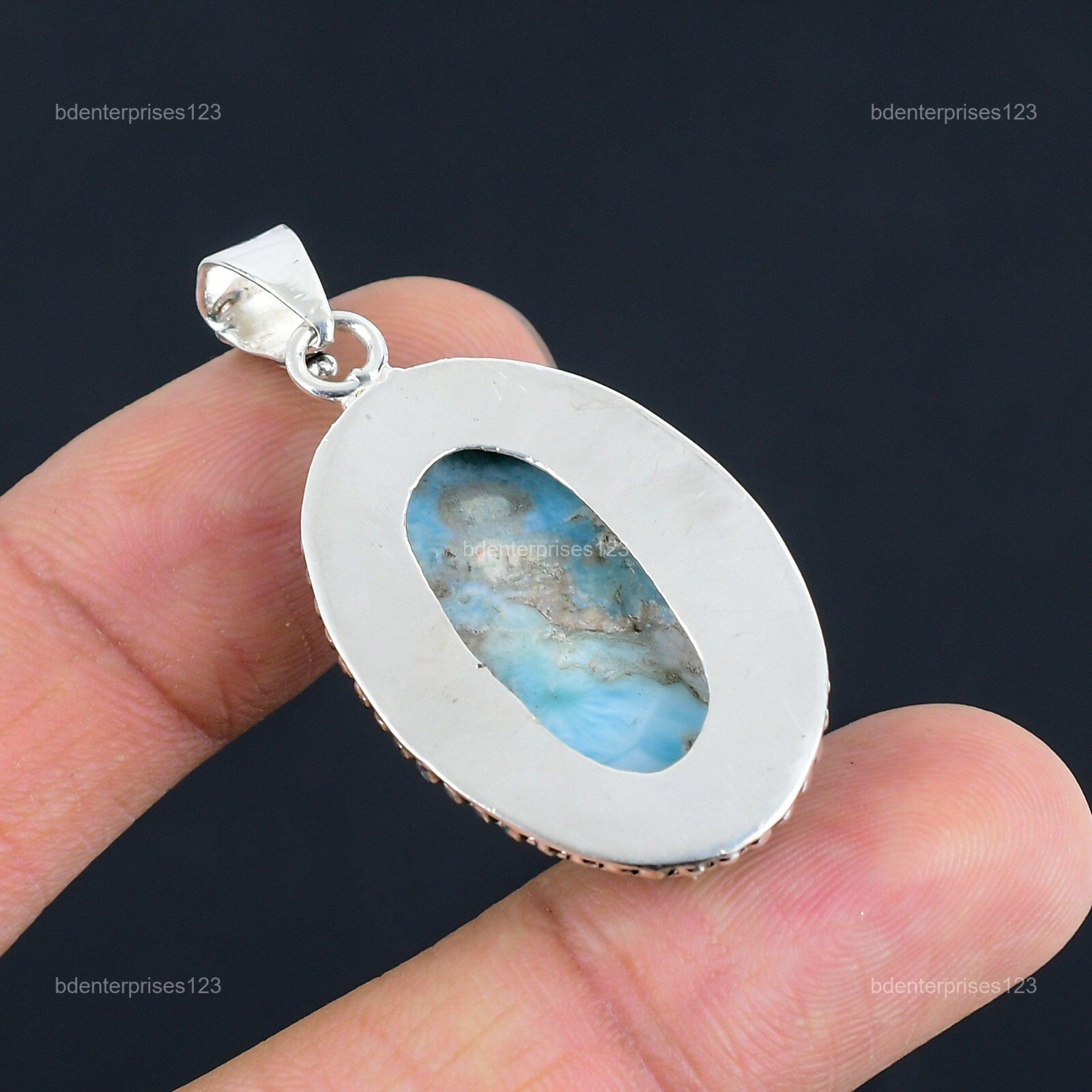 925 Sterling Silver Throat Chakra Larimar Gemstone Birthday Anniversary Pendant