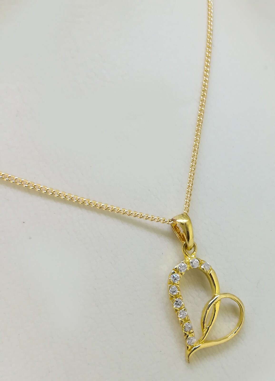 18k GP Genuine Solid 925 Sterling Silver Heart CZ Pendant N-A888 Woman Gift
