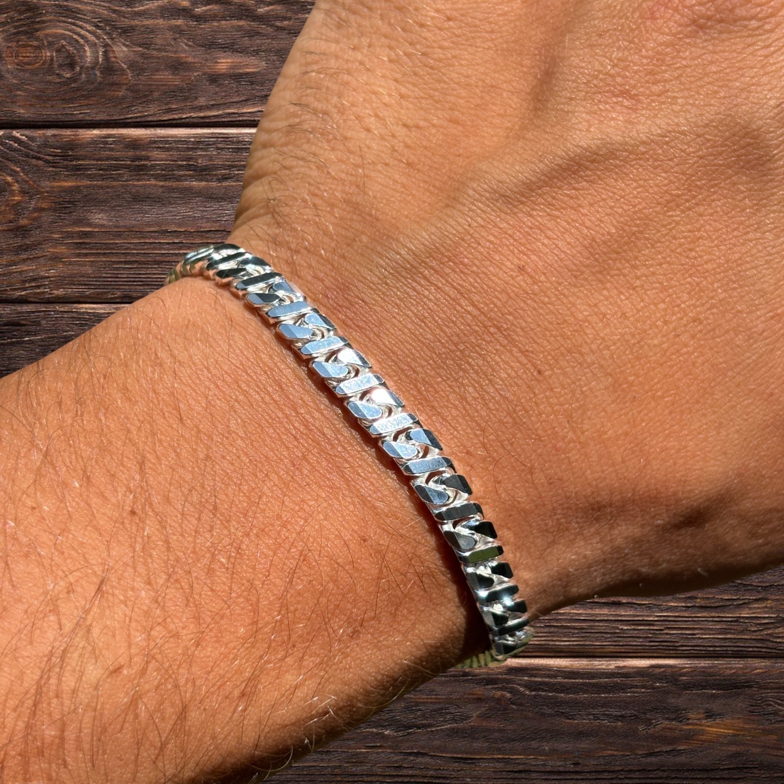 6mm Dollar Link Bracelet – Real Solid 925 Sterling Silver MADE IN ITALY