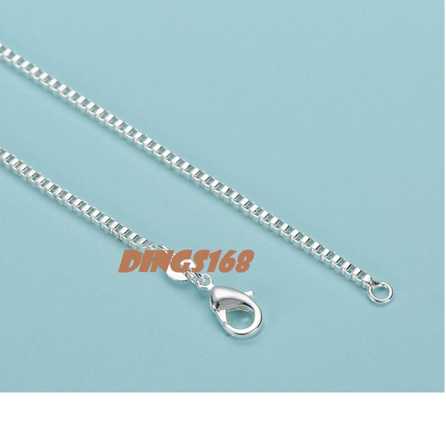 Solid 925 Sterling Silver 16/18/20/22/24/26/28/30/32″ Italian Box Chain Necklace
