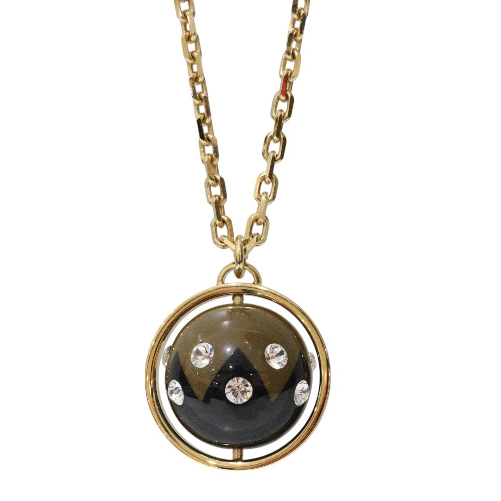 Louis Vuitton Necklace Magnetic Pendant M66406 Plastic Rhinestone Gold-tone 78cm