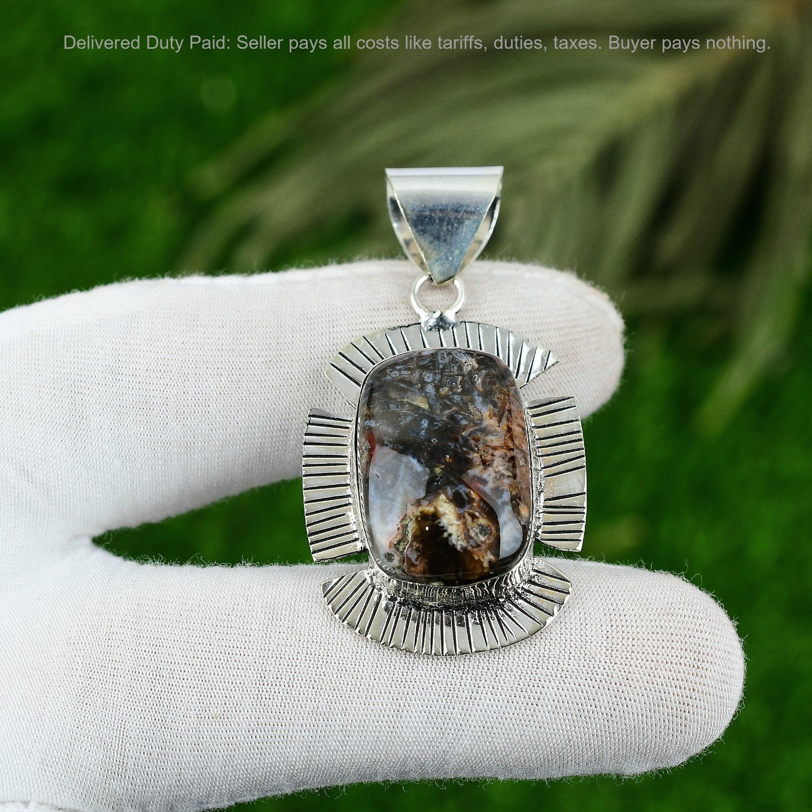 Stick Agate Stone Sterling Silver Handmade Anniversary Bezel New Pendant Jewelry