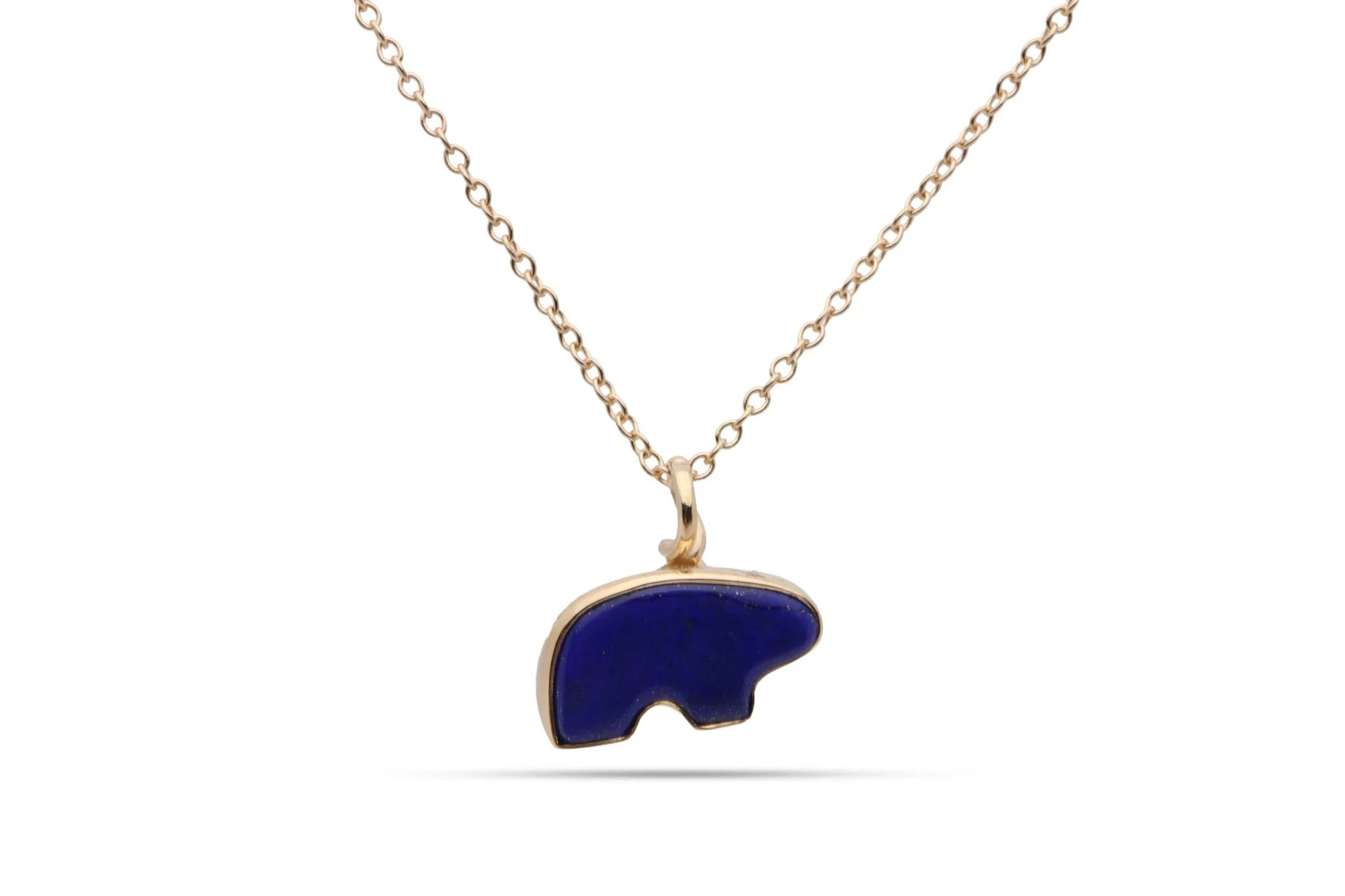 17.5” The Golden Bear 14k Yellow Gold 0.02ctw Lapis Baby Bear Necklace (2.70g.)