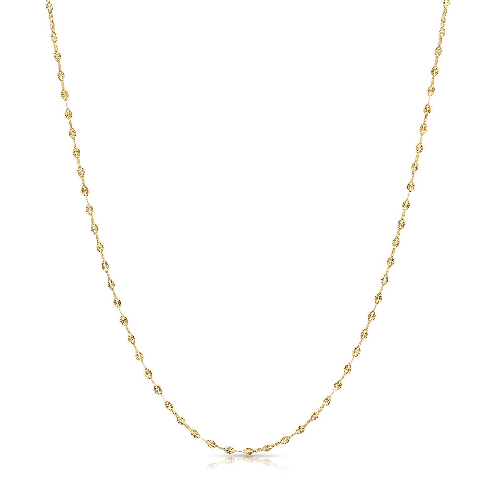 14K Real Solid Yellow Gold Diamond-Cut Mirror Chain Italian Necklace 16″ 18″ 20″