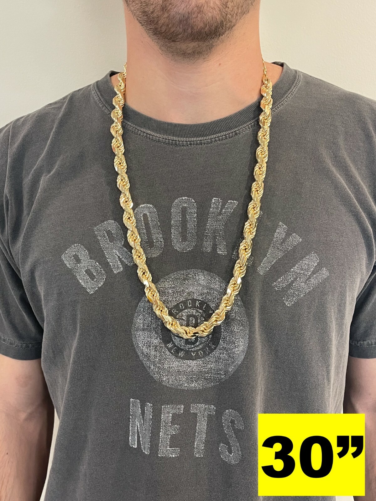 10mm Thick Mens Rope Chain 14k Gold Over Real Solid 925 Sterling Silver Necklace