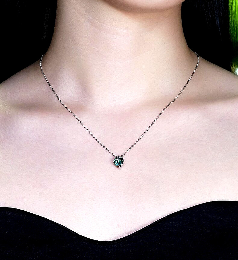 8 Ct Certified Treated Blue Diamond Solitaire Pendant In 925 Silver,Great Shine