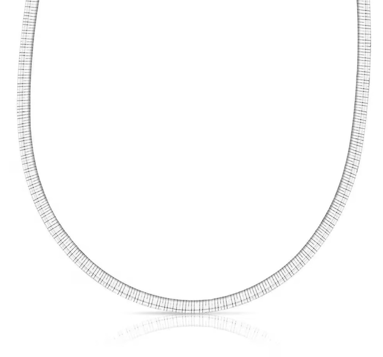 Reversible Omega Necklace 14K Multi-Tone Gold Yellow/White 16in Box Clasp