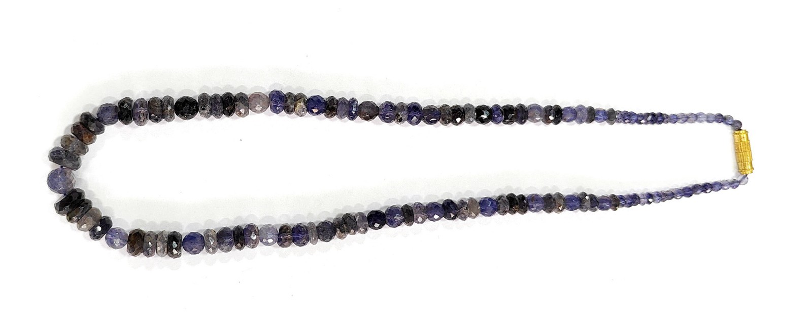 Natural Iolite Gemstone Necklace, Handmade Mix Size Beaded Jewelry, 18 Inch