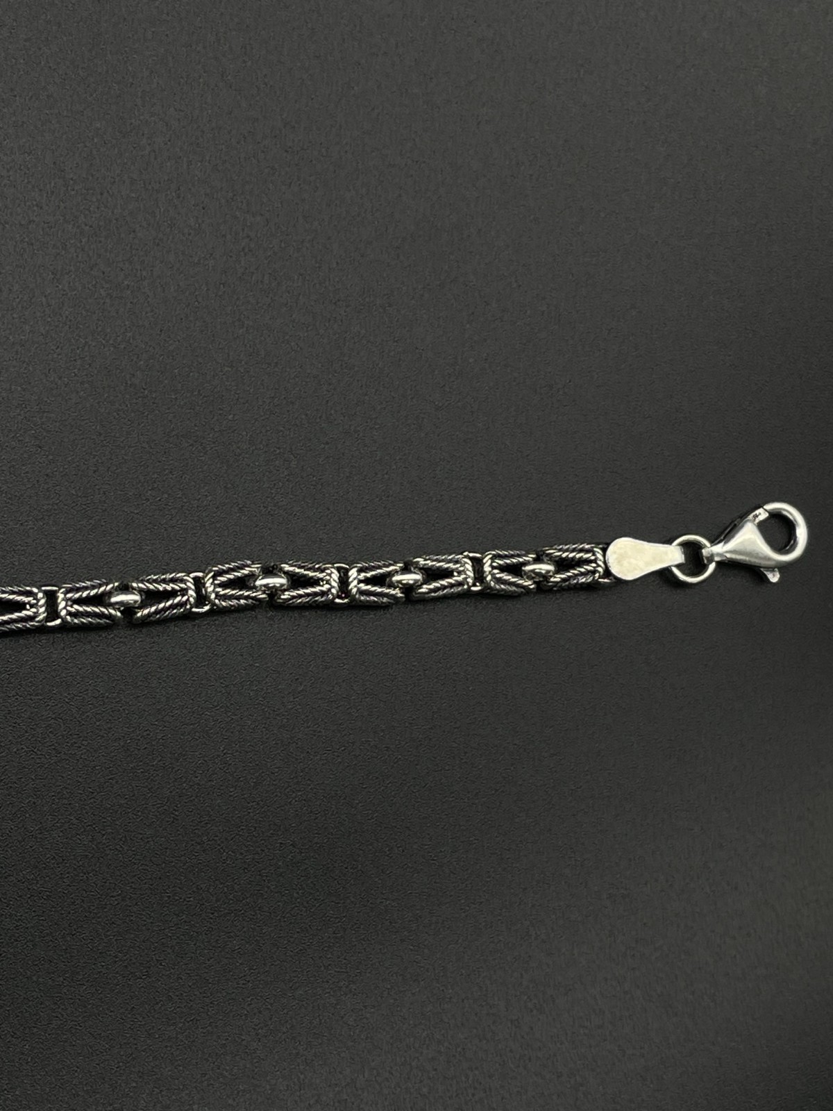 925 Sterling Silver King Byzantine Oxidized Chain Necklace, Handmade Bali Chain