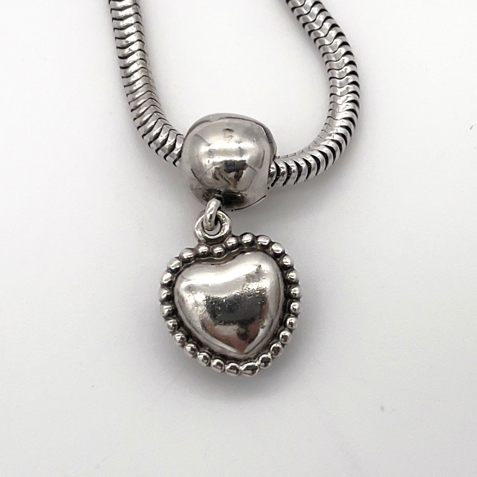 Persona 925 Silver Reversible Heart Snake Chain Necklace Black Stone 18” 24.8g