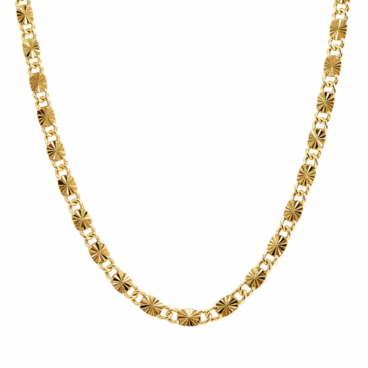 Italian 1/200 14K Yellow Gold Oro Diamond Cut Valentino Mariner Link Chain
