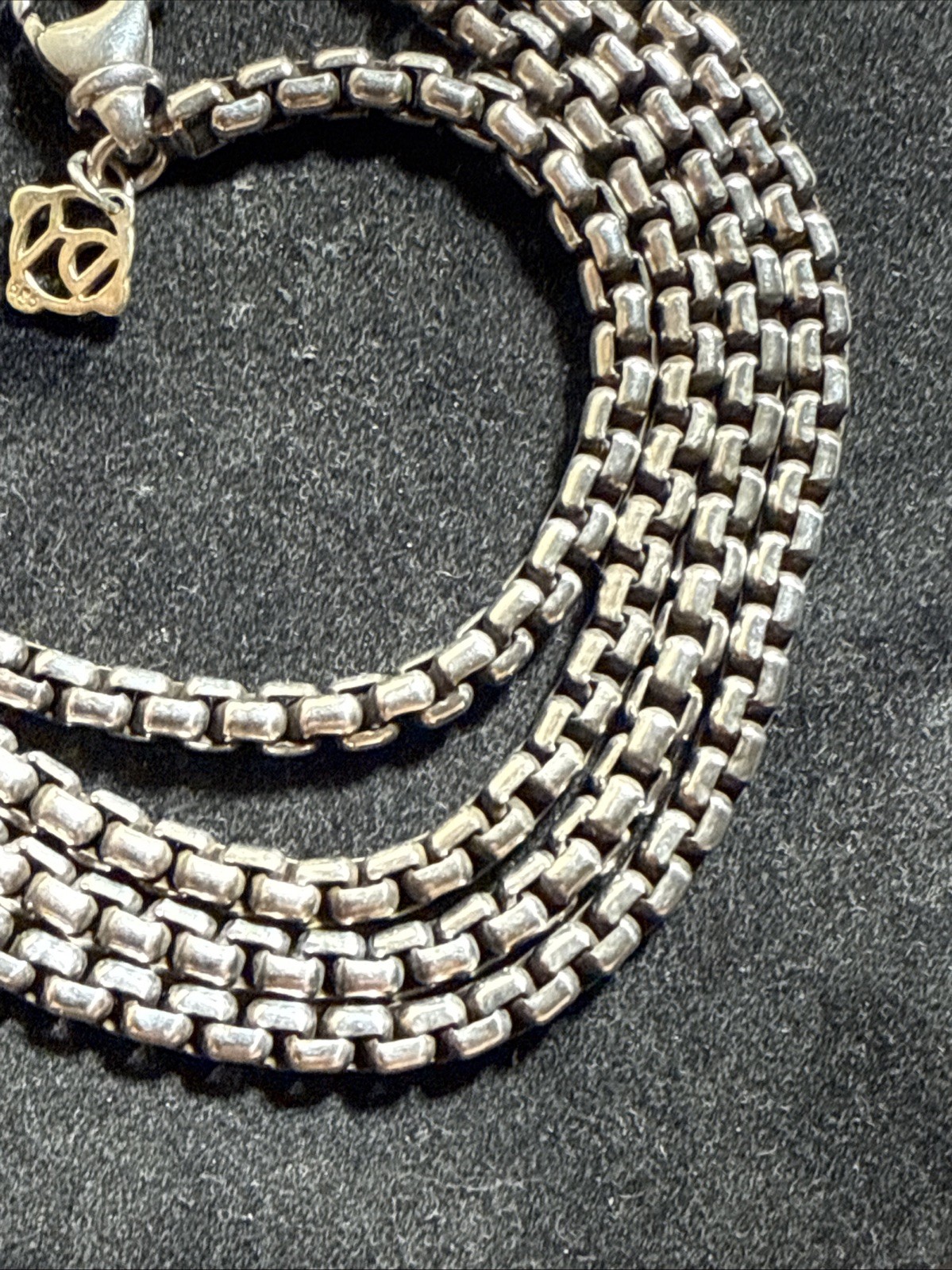 David Yurman Box Chain Necklace 33” 3mm Sterling 14k Hang Tag 50.2gr Vintage