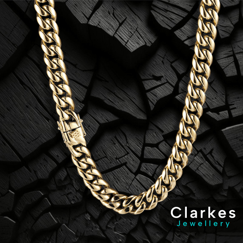 18ct Gold Filled 10mm Miami Cuban Curb Chain 24″ Men’s Boys Necklace