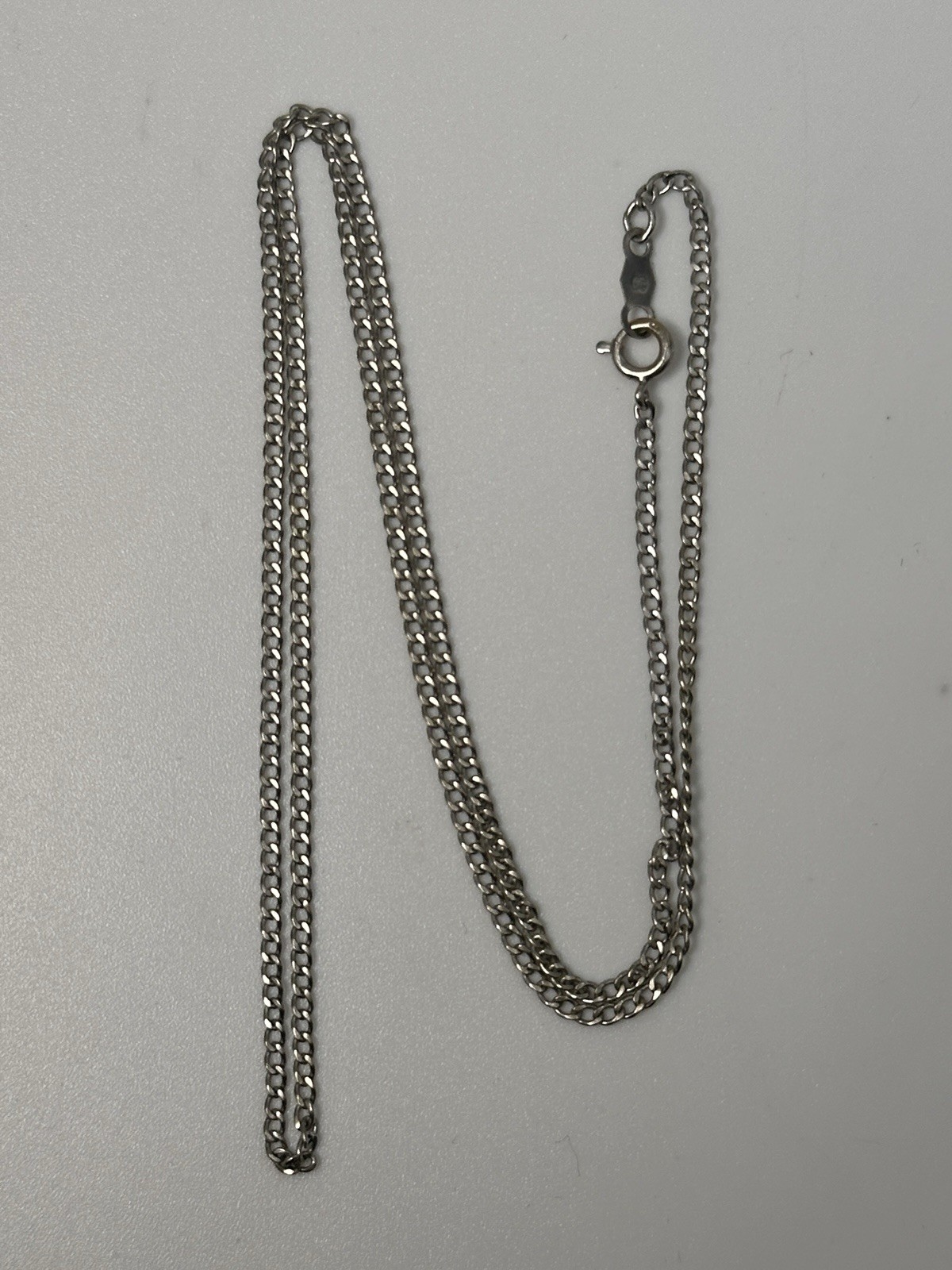 Solid 14K White Gold Link Chain Necklace, 16”, 1.9 g, 1.4 mm