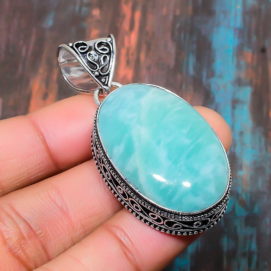 Amazonite Gemstone Handmade Gift Jewelry Pendant 2.09″ m626