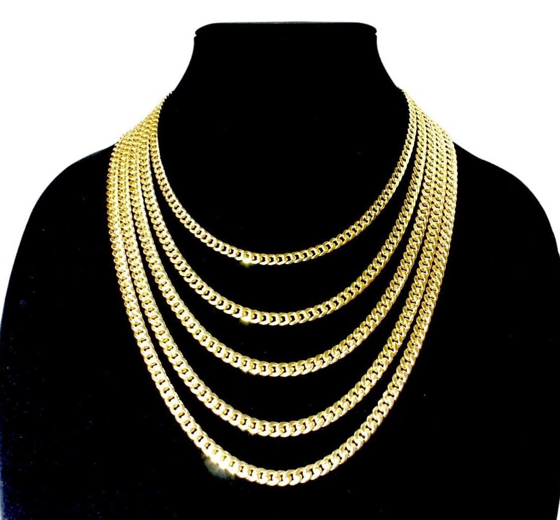 14K Yellow Gold SOLID Miami Cuban Necklace Bracelet Chain 2mm-12mm 7″-30″