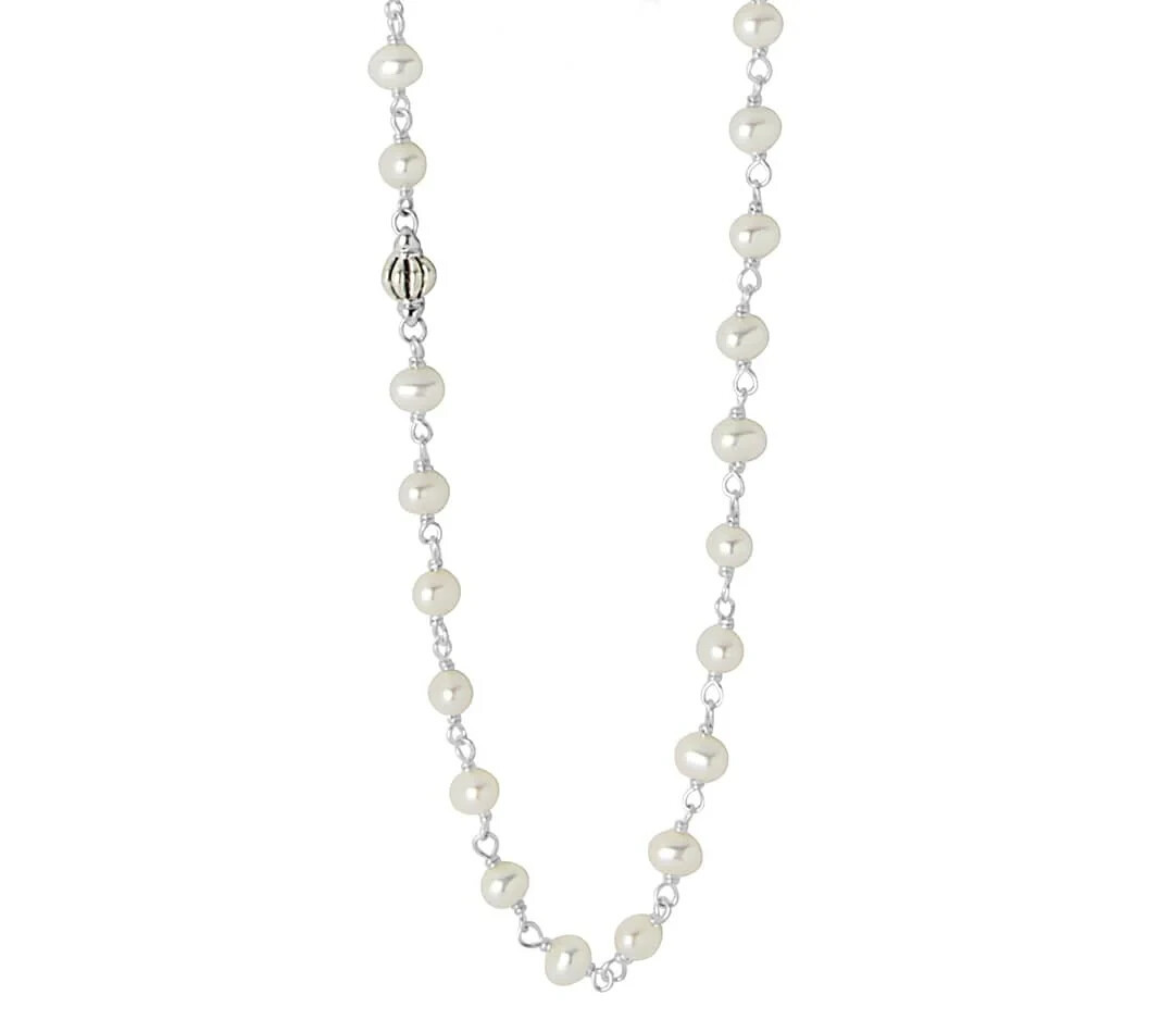 🆕LAGOS LUNA Collection Beaded Freshwater Pearl Sterling Silver Necklace 36in
