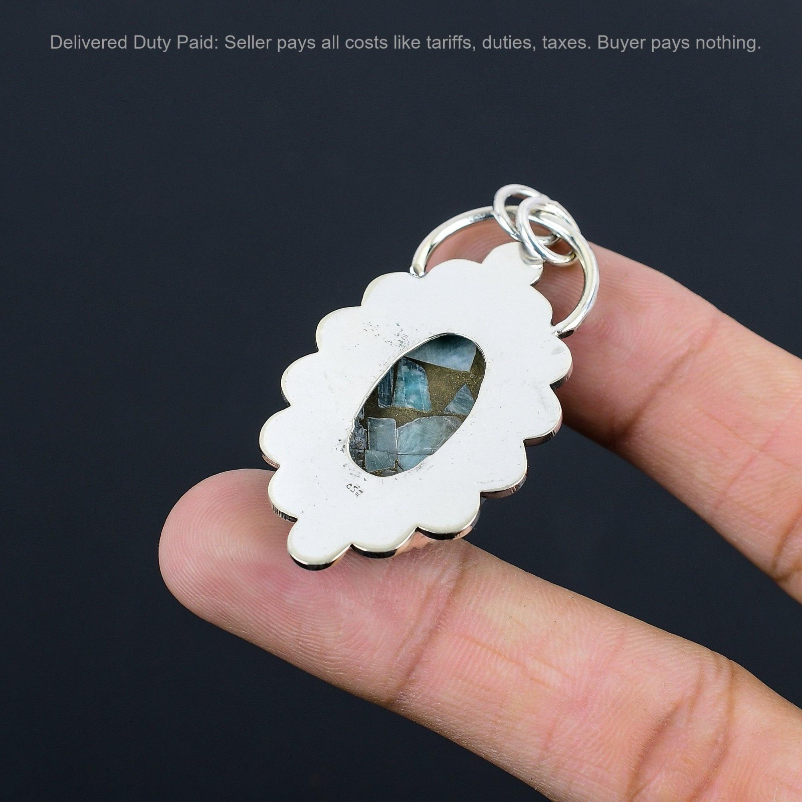 Natural Copper Amazonite Anniversary Birthday Wedding Trendy Pendant 925 Silver