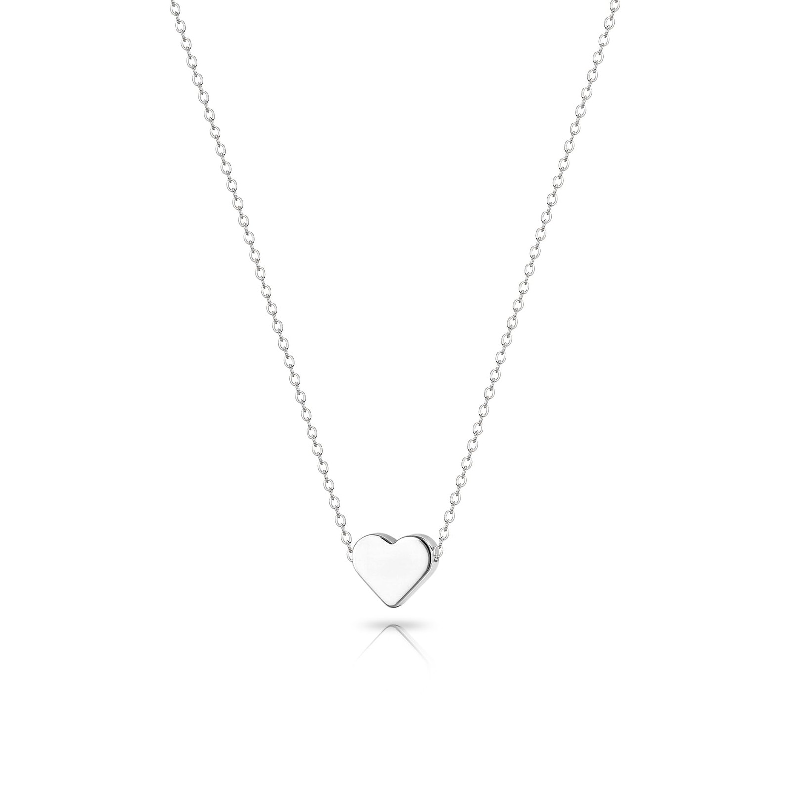 Tiny Heart Necklace Sterling Silver Dainty Cute Heart Choker Necklaces Simple He