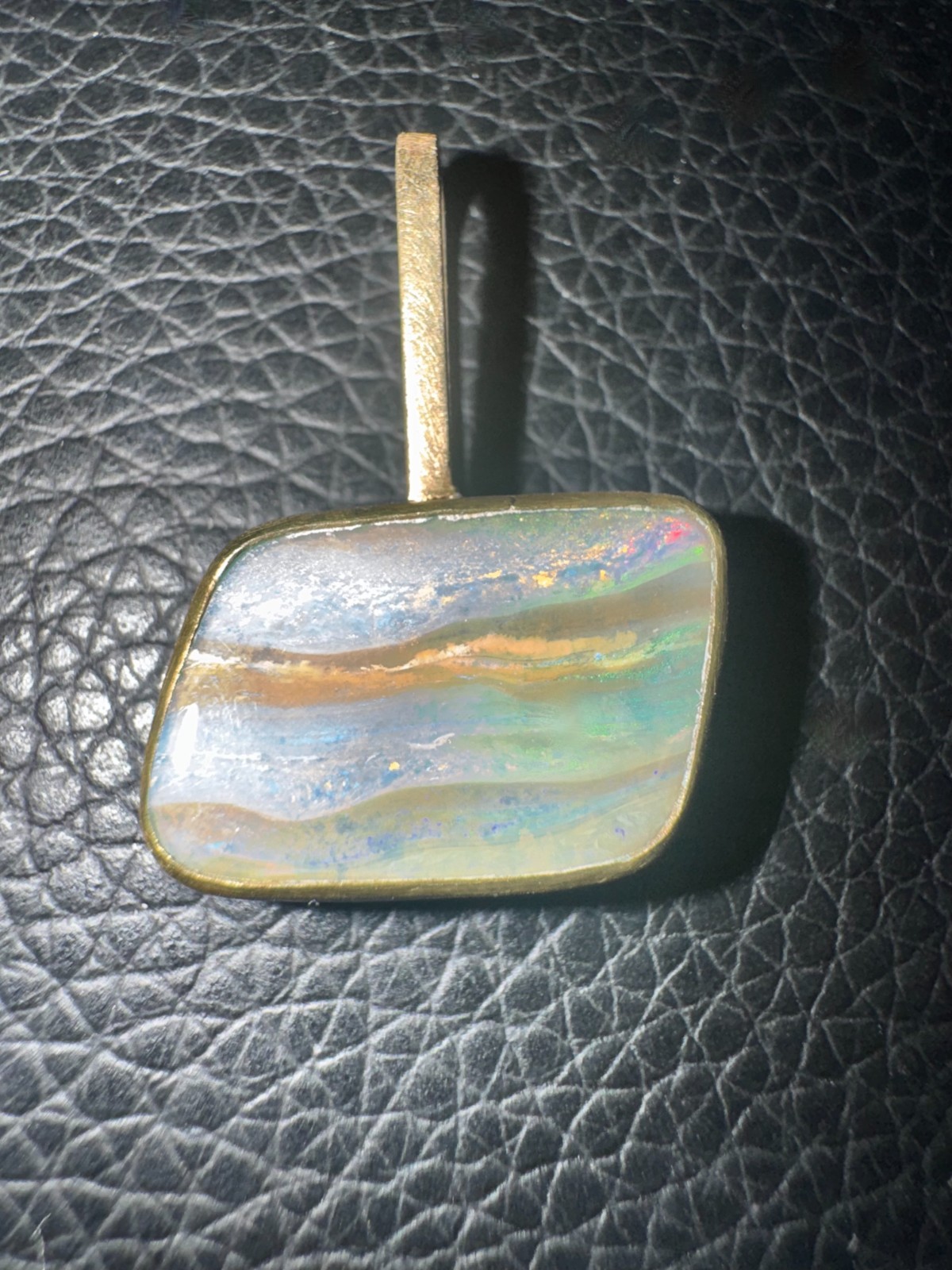 Australian Gem Boulder Opal Pendant Gold