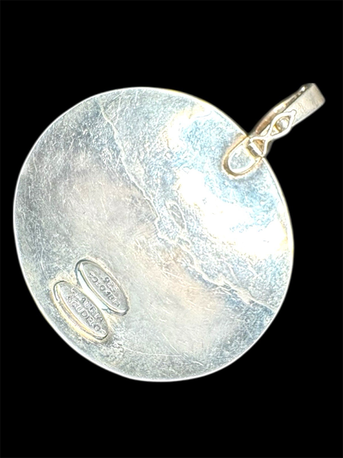 EXEX by Claudia Agudelo Large Hammered Sterling Silver Pendant 925 Colombia