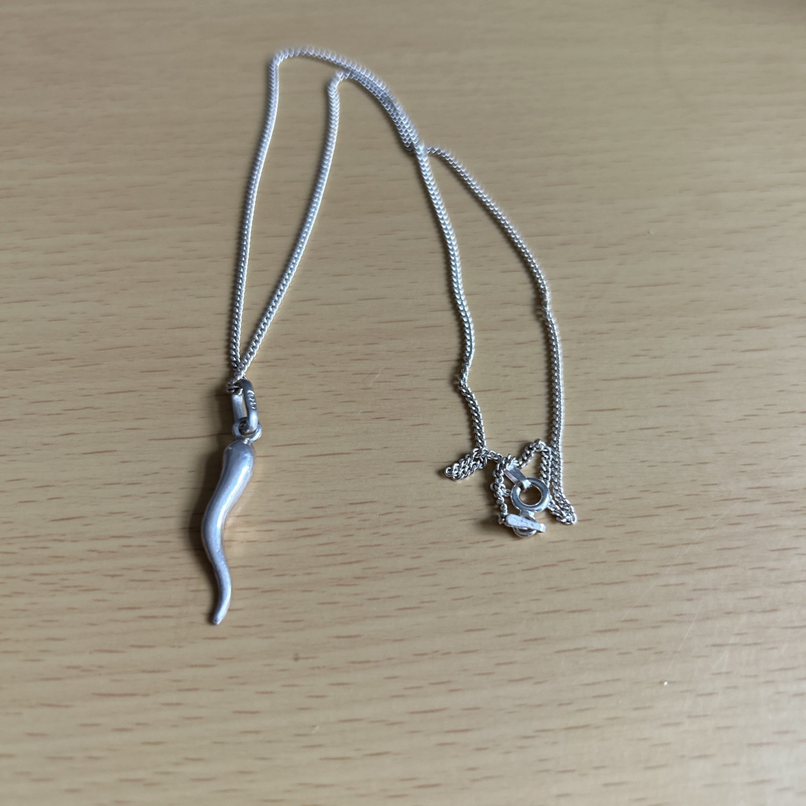 Vintage 925 Silver Pendant / Horn Of Plenty / Lucky Horn & 40cm Chain/