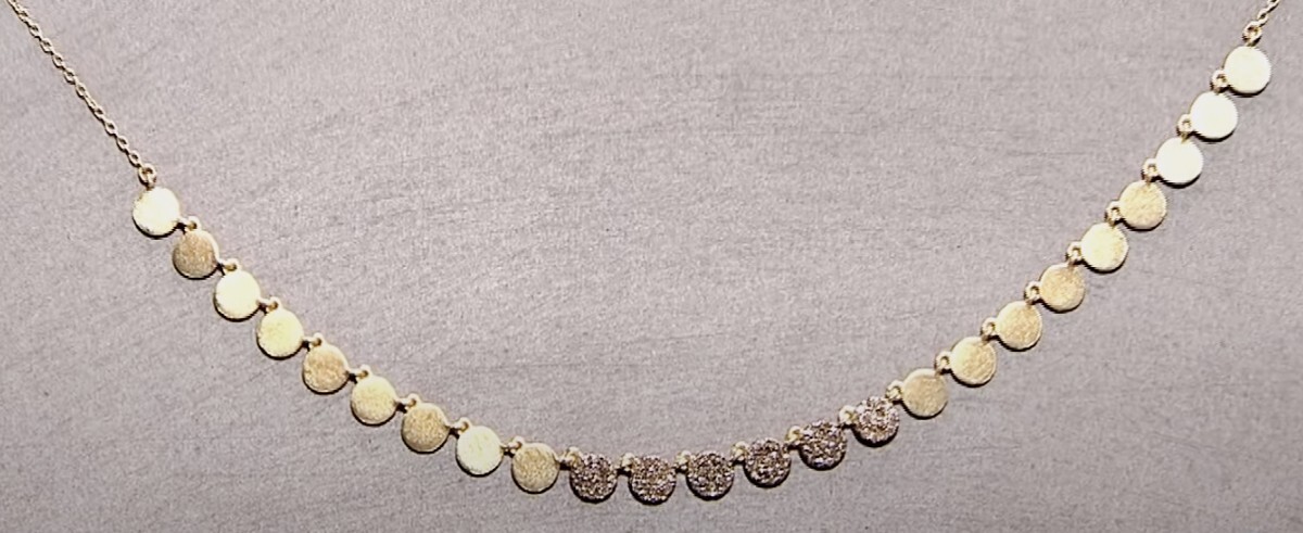 Rarities Gold-Clad Champagne Diamond Circle Disc Drop Necklace 18″ Necklace $699