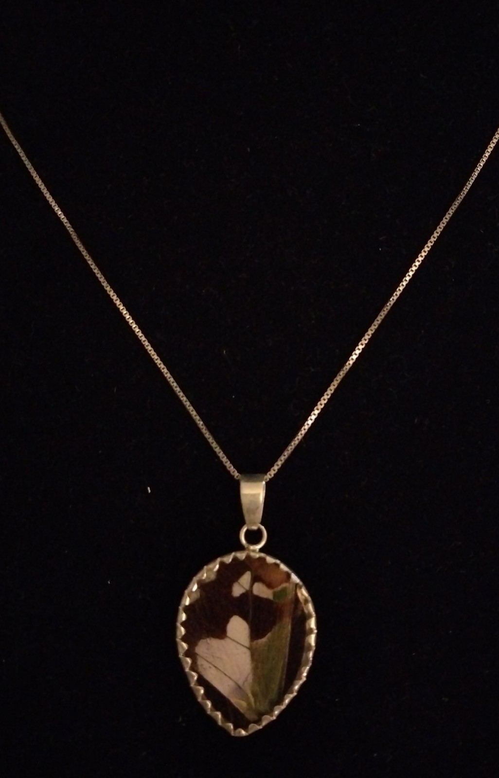 Vintage Reversible Butterfly Wing Pendant & Necklace Sterling Silver Italy 925