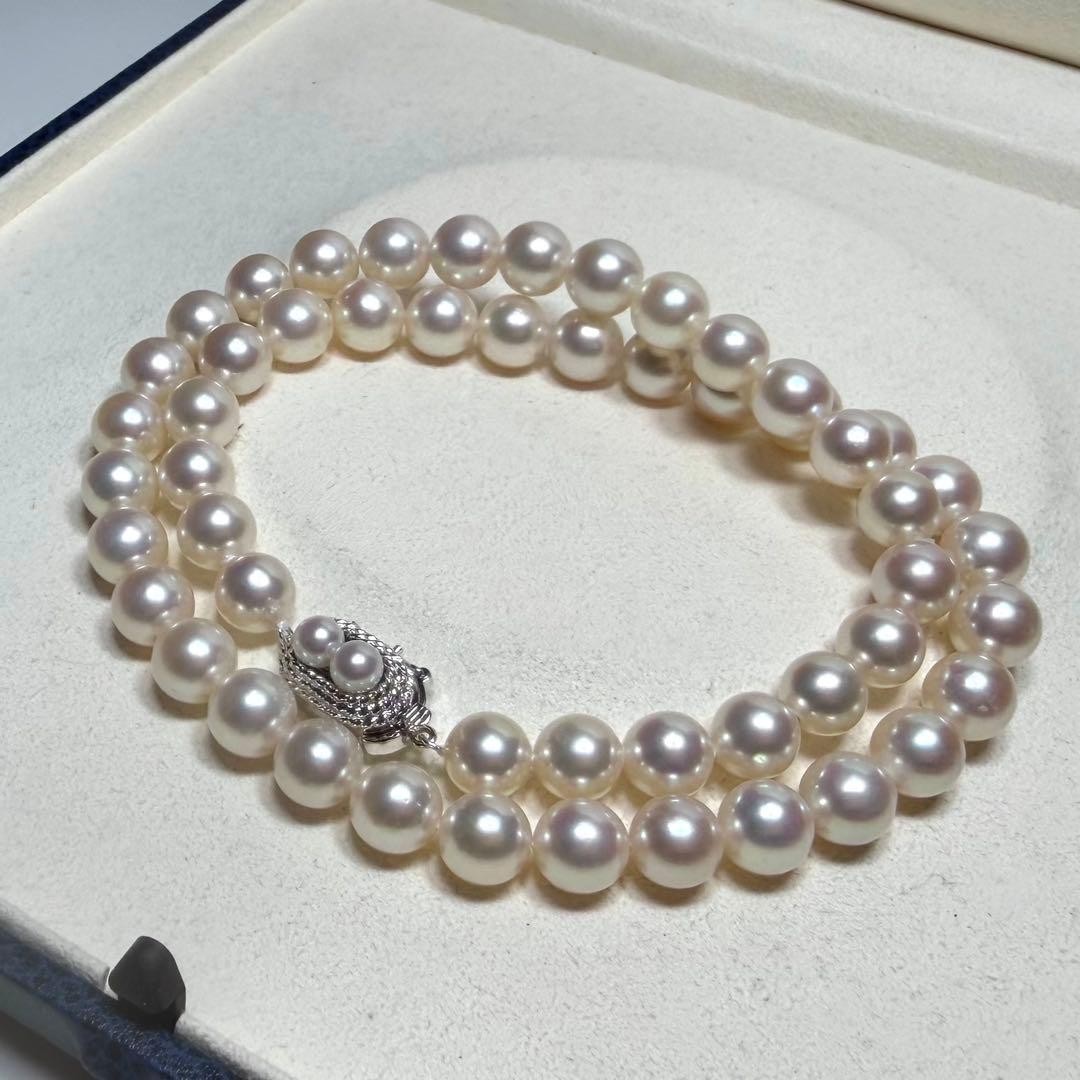 TASAKI Akoya Pearl Necklace Silver Clasp 8.0-8.2mm 17.1″ Japan