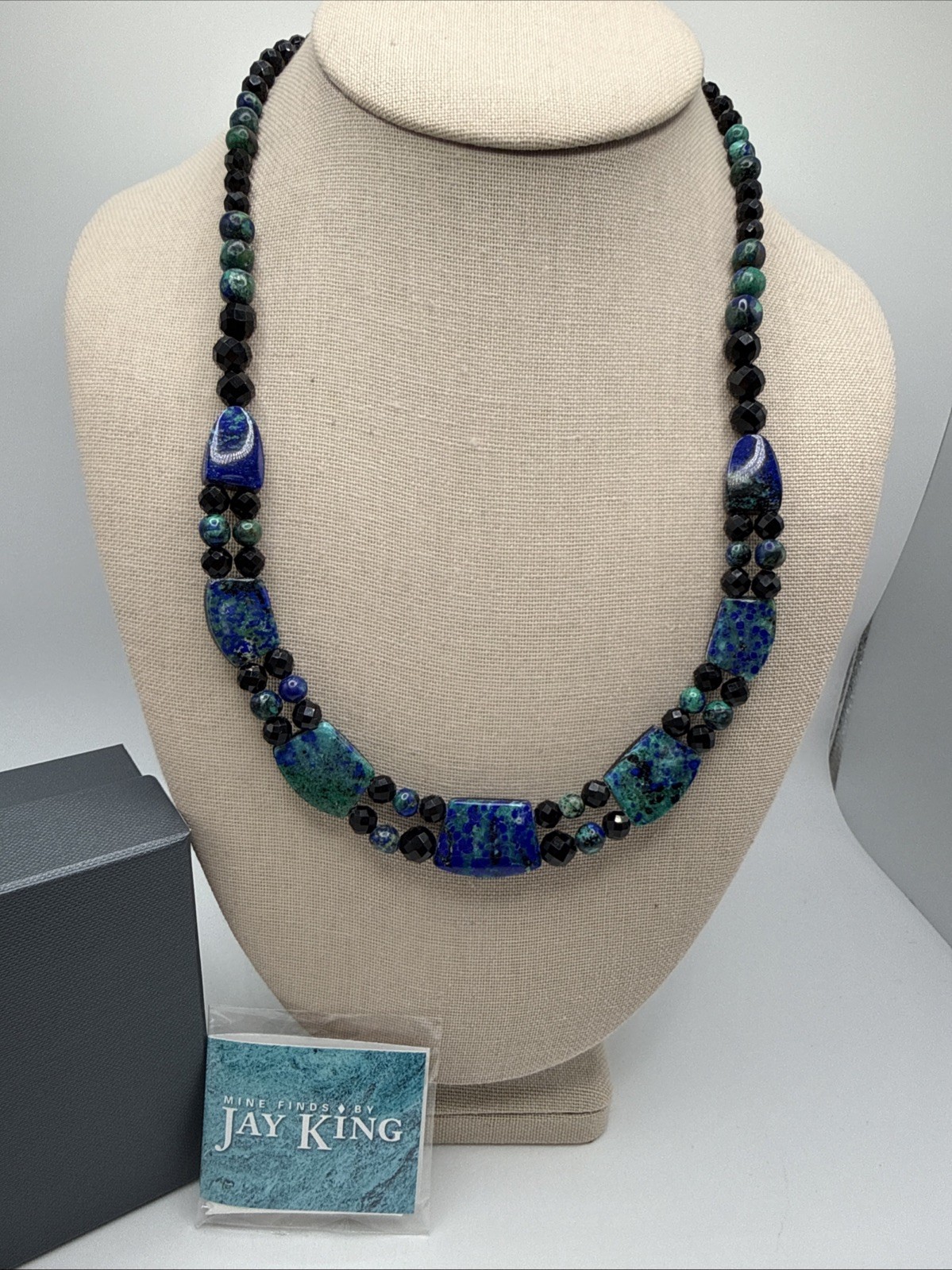 Jay King Reversible Natural Milpilla Azurite & Midnight Chalcedony 925 Necklace