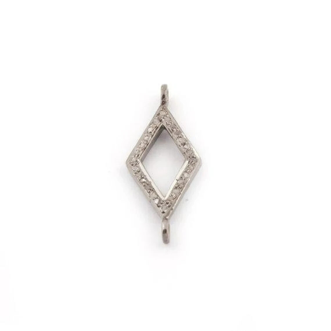 Rhombus Shape Pendant,Pave Diamond Pendant,925 Silver,27x11mm,Connector Pendant