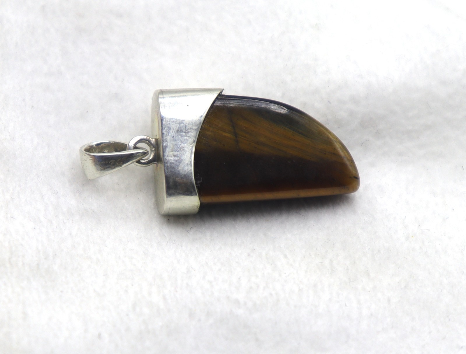 925 Sterling Silver Natural Tiger Eye Brown Color Gemstone 1.3 Inch Pendant